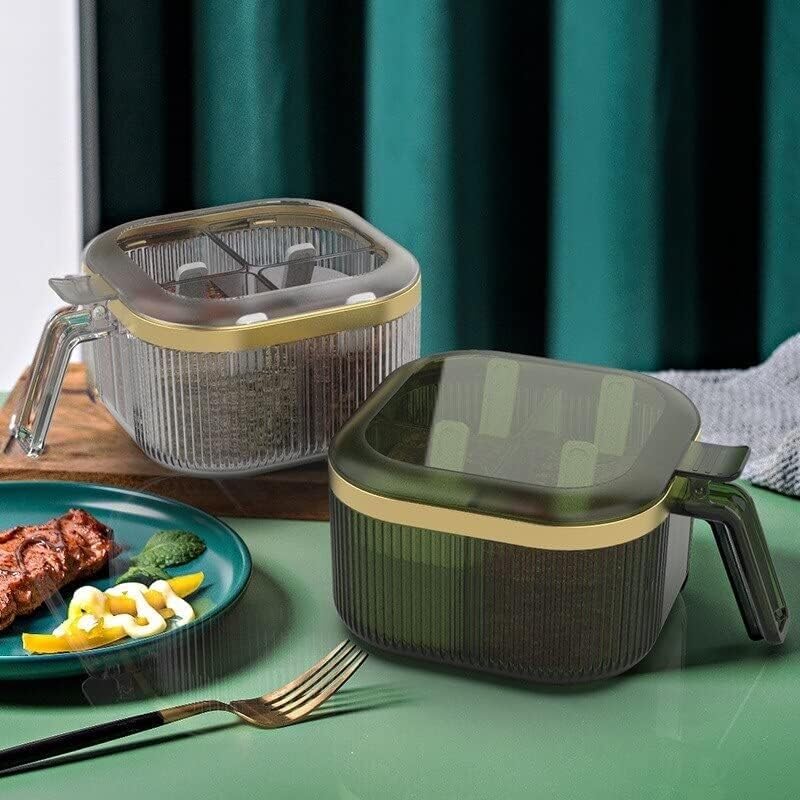 Gewürzspender, Gewürzbox, Gewürzbox mit 4 Fächern, for Haushalt und Küche, Gewürzgläser, Dosen, Zucker, Salz, Mononatriumglutamat, Aufbewahrung von Gewürztöpfen, Flaschen, einfach (Farbe: Gelb, Größe(