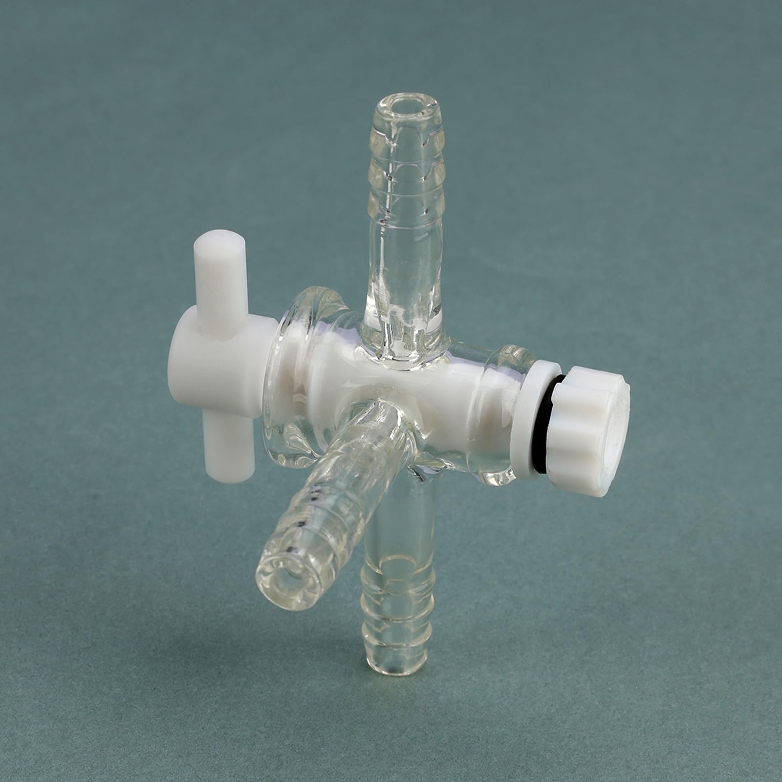stonylab Adaptateur de Contrôle de Débit en Verre sous Vide à 3 Voies avec Valve en PTFE, Connexion Triple de Tuyaux, Outil de Distillation de Laboratoire pour Applications à Débit Contrôlé, 1 Pièce