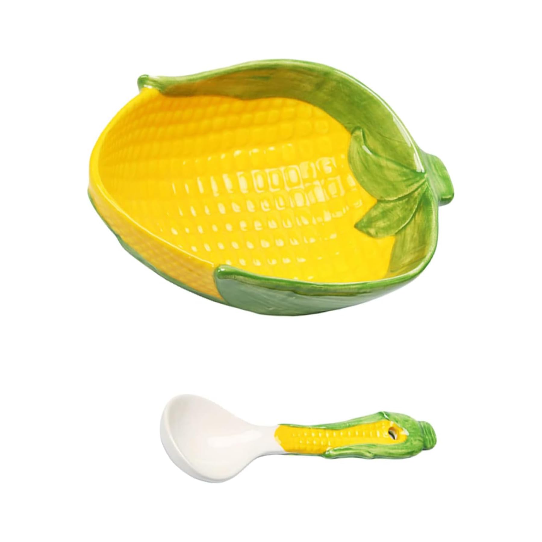 TJCGCKK Corn Shaped Ceramic Dessert Bowl Cute Snack Bowls with Spoons Fruit Vegetable Themed Design Dishes Creative Serving Plates Ice Cream Bowls for Soup Cereal Dessert Appetizers Oatmeal Party