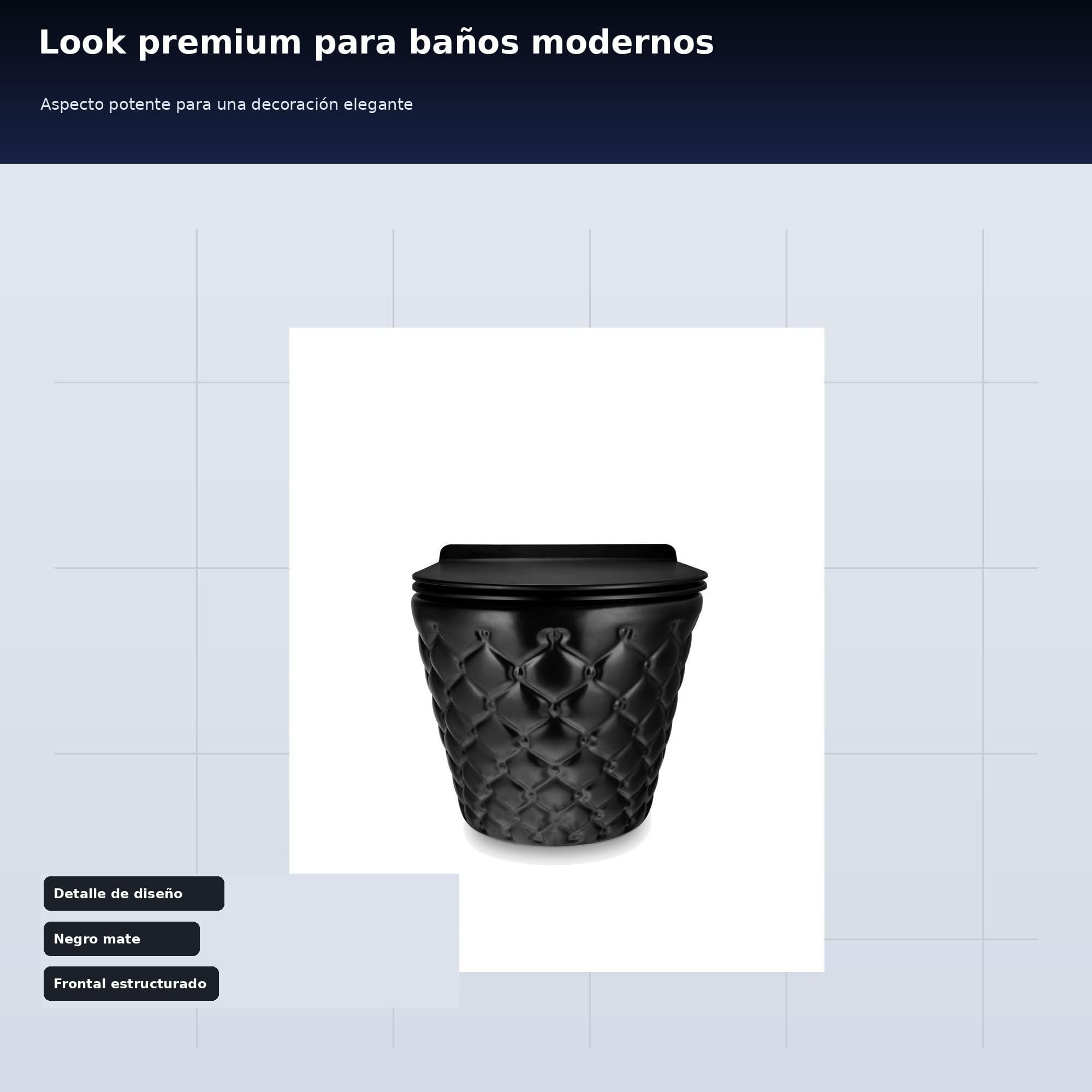 Inodoro colgante negro mate, pared inodoro sin bordes, con asiento de cierre suave
