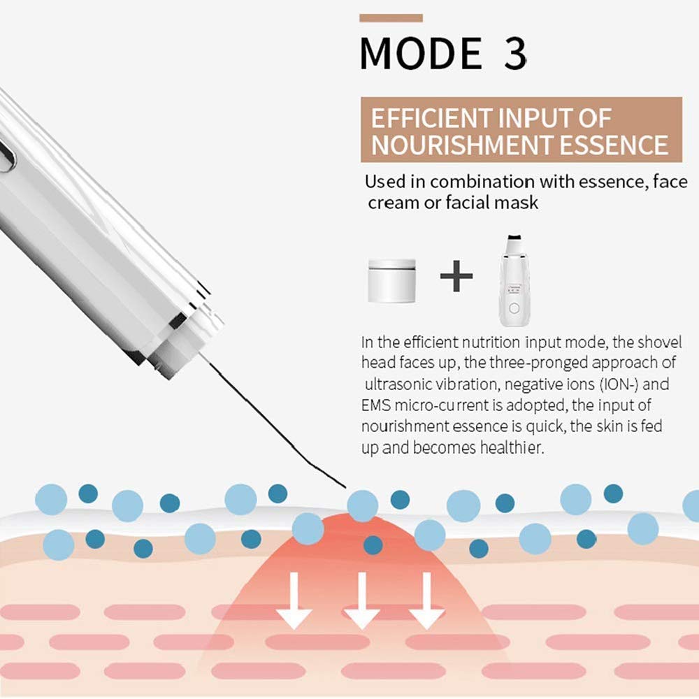 MU Detergente per la pelle del viso, Scrubber per la pelle del viso Rimozione di punti neri Pulizia della pelle dei pori Peeling, Strumento di bellezza per display a led per pulizia profonda del viso