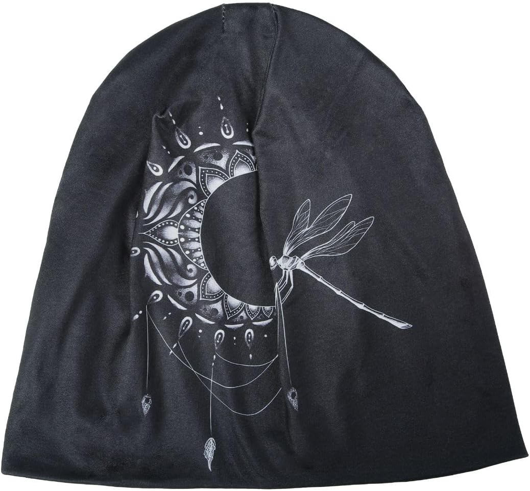Premium Retro Boho Style Slouchy Beanie - Dragonfly Print Knitted Hat for Women & Men - Image 4
