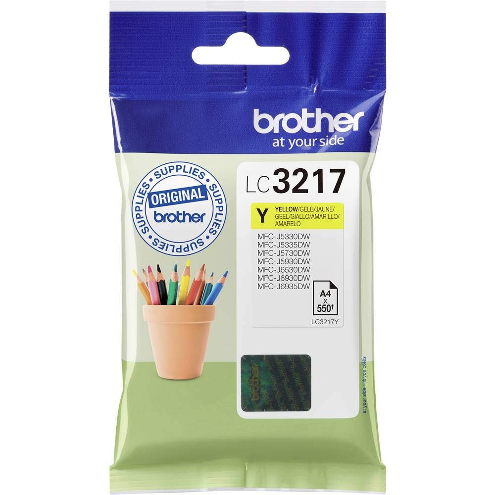 Brother LC-3217Y Inkjet Cartridge, Yellow, Single Pack, Standard Yield, Includes 1 x Inkjet Cartridge, Brother Genuine Supplies