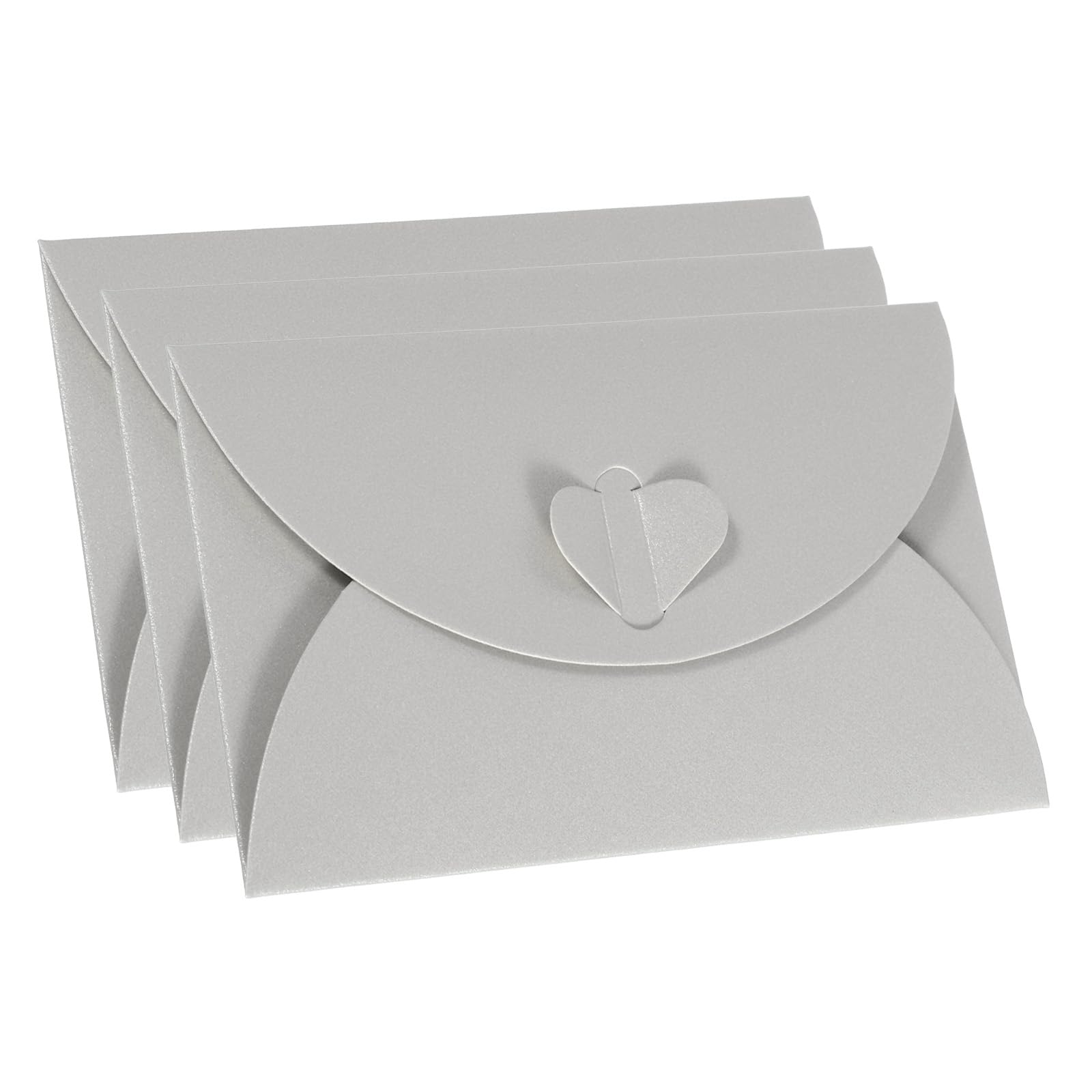PATIKIL Gift Card Envelopes, 36 Pack Heart Shaped Clasp Small Gift Cards Holder Mini Envelope for Birthdays Weddings Silver