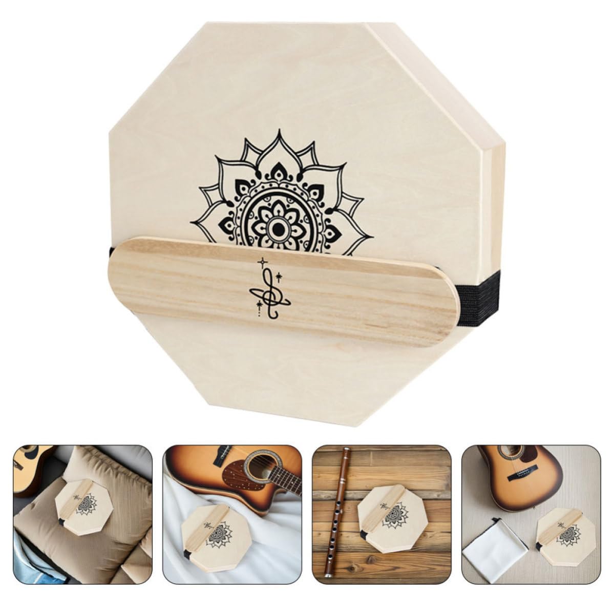 Cajon Portatile Ottagonale in Legno, Design Artistico per Adulti | Tre in Risonanza Potenziata, Beige, per Prove Indoor e Live, Adatto a Principianti