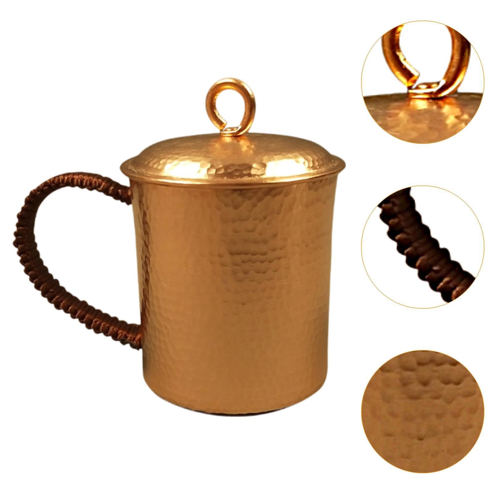 Miedziany kubek do kawy, ręcznie wykonany, miedziany kubek, 500 ml, prezent na parapetówkę, dzbanek do herbaty z szeroką szyjką, kubek na wodę na festiwale, do biura, herbaciarni