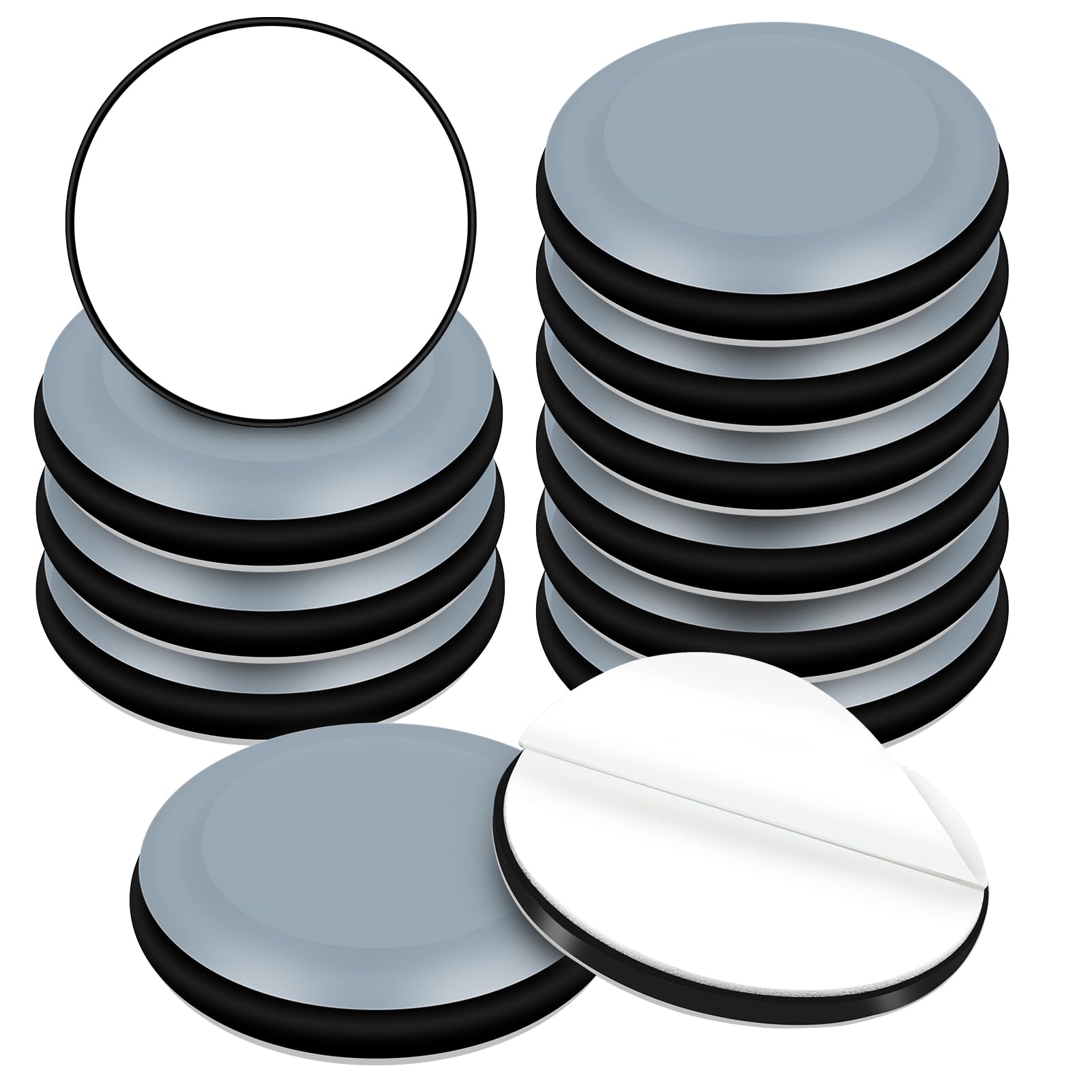 HNR Furniture Sliders, 50mm Furniture Glides PTFE Teflon Sliding Pads, Self-Adhesive Furniture Sliders for Carpet Hardwood Floors (12 Pack, Round)