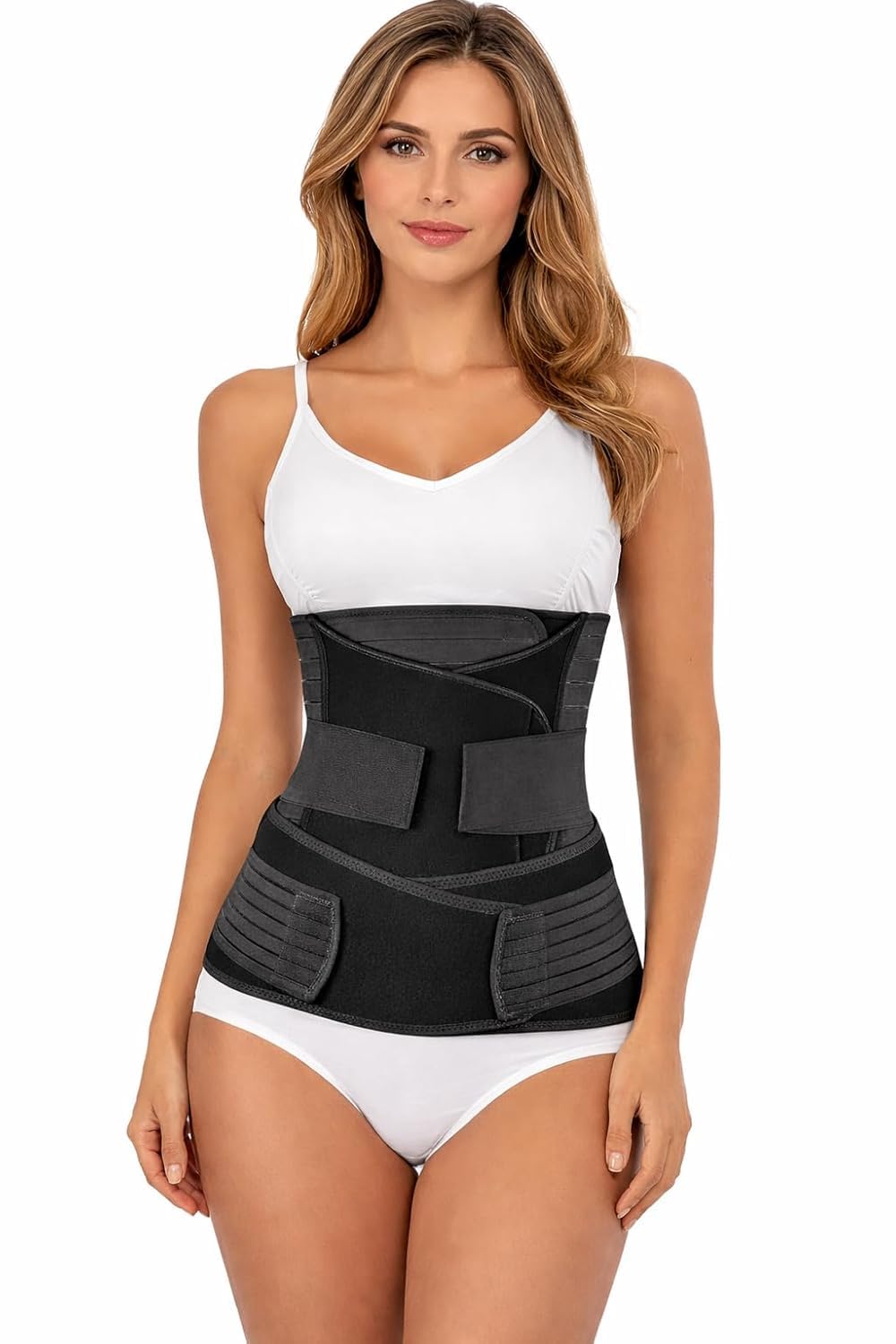 3 In 1 Postpartum Belly Band Post Pregnancy Abdominal Belt For Women After Birth Belly Waist Pelvis Wrap Postnatal Shapewear Black Neoprene Blend Fits 30 To 46 Inch Waist-image-42