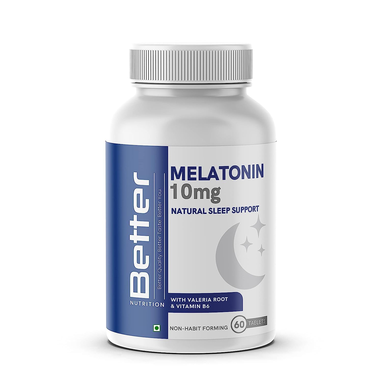 Better Nutrition Melatonin (60 Tablets) | Melatonin 10 mg for Sleep | Drug Free Sleeping Pills | Non-Habit Forming | With Valerian Root Extracts & Vitamin B6 | Regulate Sleep Cycle | No Side Effects, Multicolour