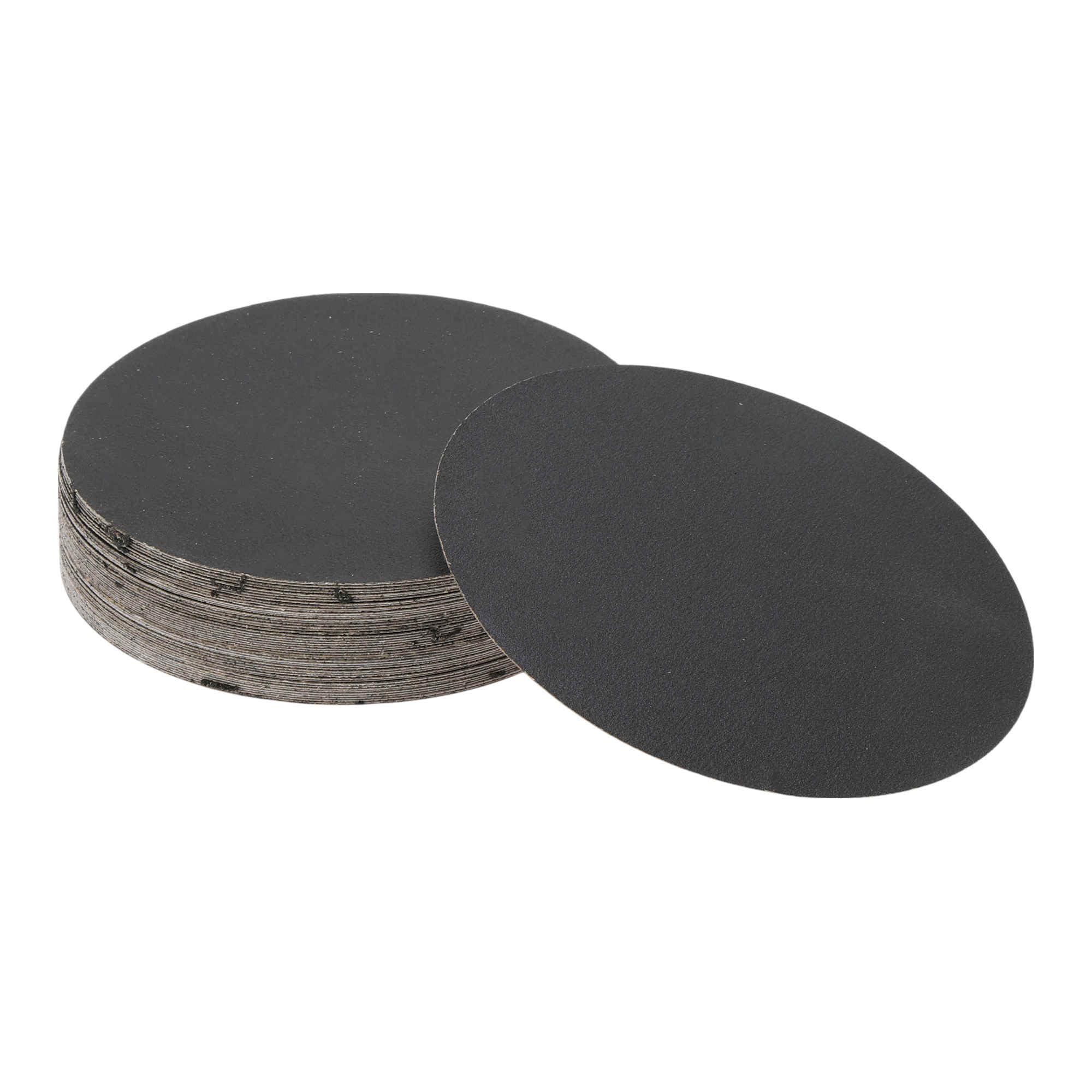 Hihaha 50 Pcs Round Sandpaper 320 Grit Hook and Loop Sanding Sheets Universal for Automotive Refinishing 100x100mm Silicon Carbide Black