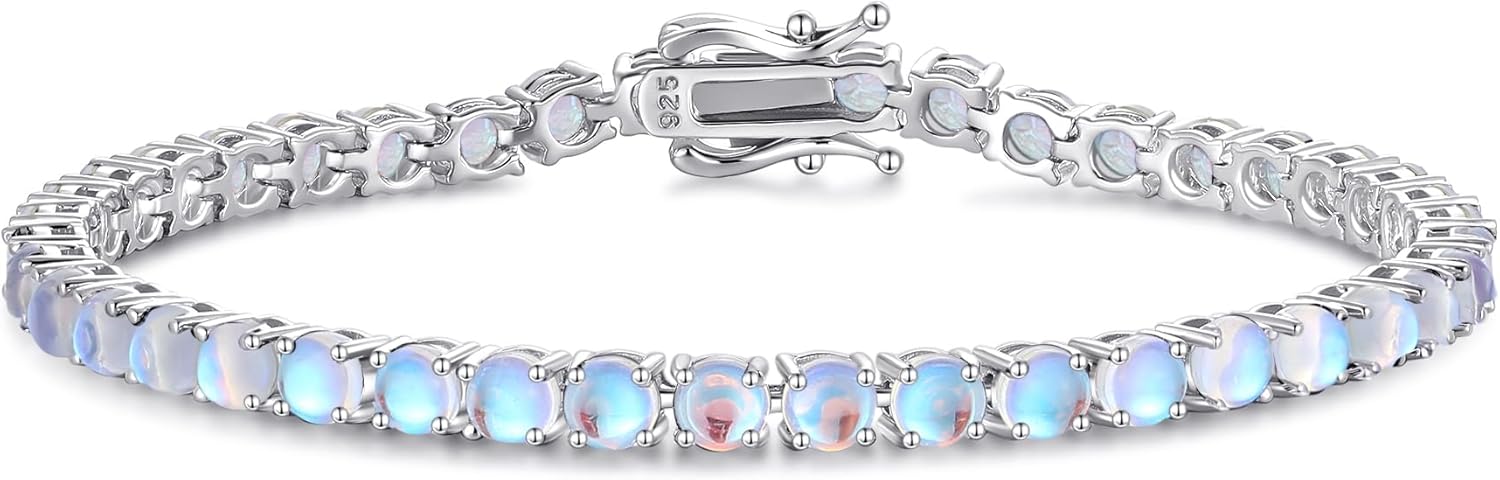 FANCIME Birthstone Bracelet Sterling Silver Gemstone Tennis Bracelets Fine Jewelry Wedding Bridal Prom Birthday Gift for Women Her, Length 7.9 Inch Width 4mm FANCIME Birthstone Bracelet Sterling Silver Gemstone Tennis Bracelets Fine Jewelry Wedding Bridal Prom Birthday Gift for Women Her, Length 7.9 Inch Width 4mm