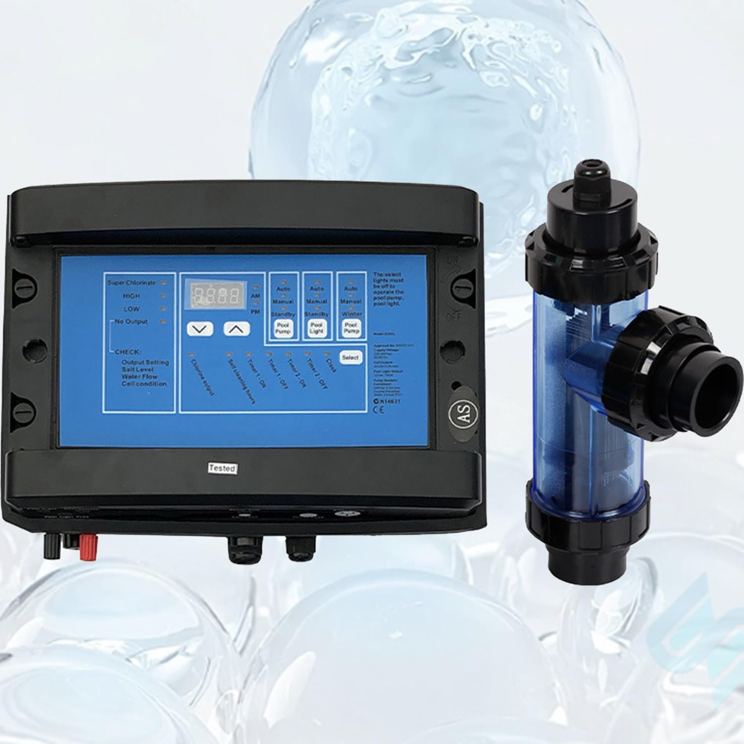 Generador de sal autolimpiante para piscinas y spas, niveles de salida de cloro ajustables
