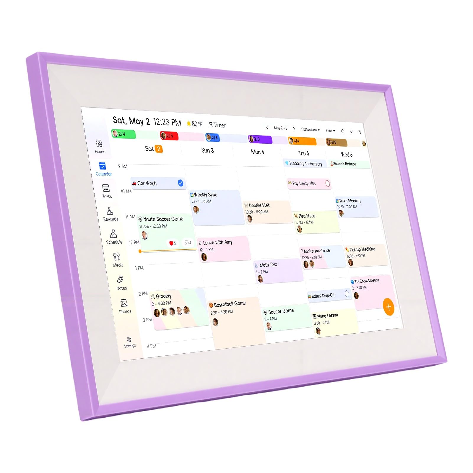 GOWENIC Calendario Digitale Intelligente da 10,1 Pollici Montaggio a Parete Touch Screen IPS HD Organizzatore per la Famiglia Sincronizzazione WiFi Cornice per Foto Elenco dei Compiti