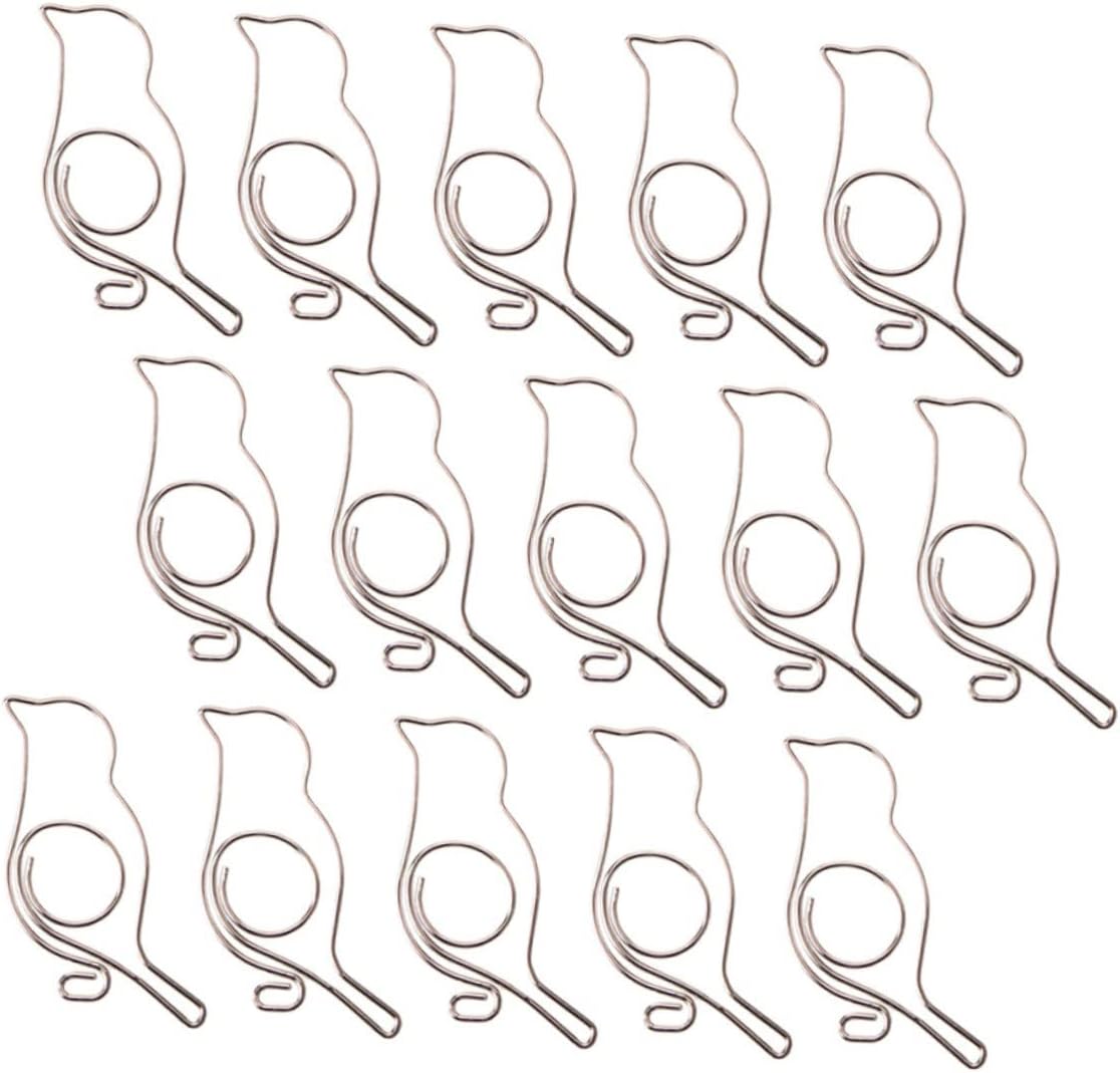 20Pcs Bird Shaped Paper Clips Creative Clamps for Office and School Supplies Cute Design Silver for and Organizing Documents