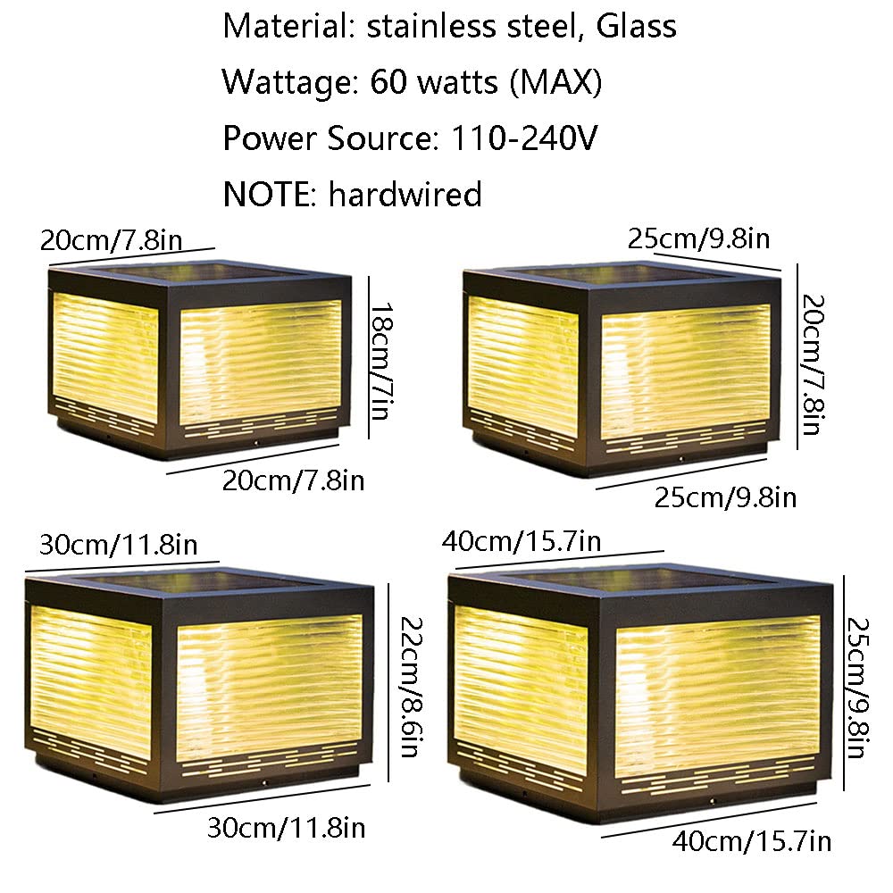 Lampada A Colonna in Vetro Solare Lanterna da Giardino Classica Pilastro A LED Impermeabile Ad Energia Solare Apparecchio per Lampioni da Esterno con Base per Montaggio su Molo,