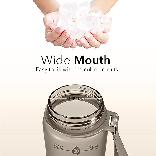 Miniatura 6 de Hyeta Botellas de agua de 32 onzas con popote, mantente motivado e hidratado con marcas de tiempos convenientes para beber, duraderas, a prueba de
