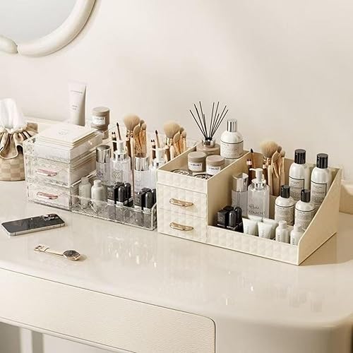 Miniatura 3 de Organizador de maquillaje transparente para tocador, organizador de maquillaje de escritorio con cajones para cosméticos, pintalabios, cuidado de