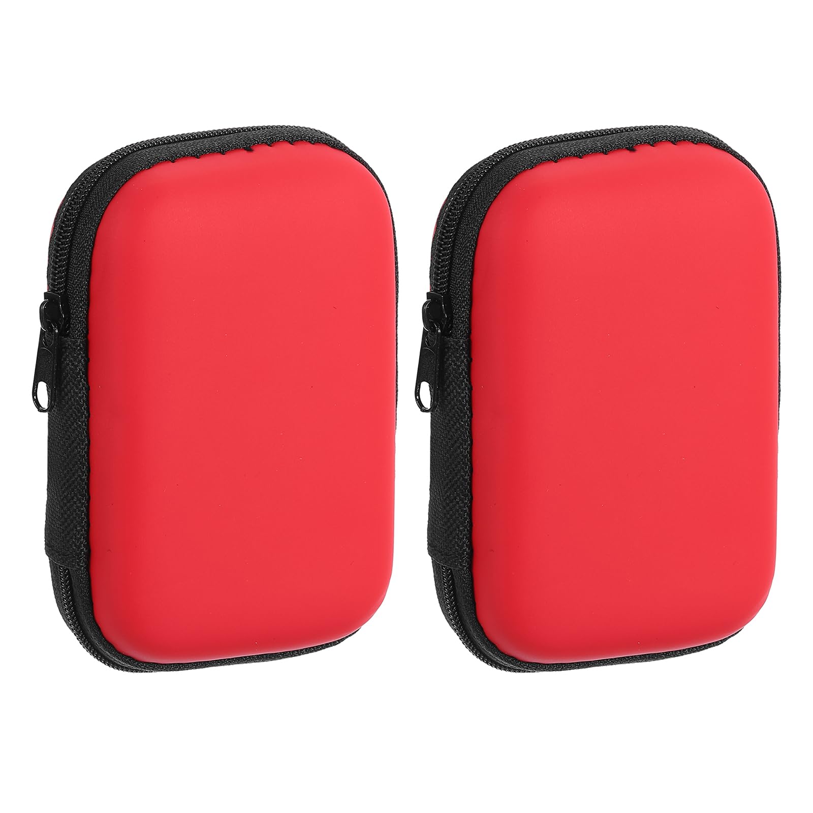 HARFINGTON 2pcs Earbuds Cases, Wired Earphone Case Holder, EVA Ear Buds Case Zipper Organizer Small with Mesh Pocket for USB Cable, Earphones, Red