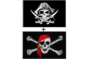 GAKA Premium 2 Pack Pirate Flags: Cross Knife and Jolly Roger