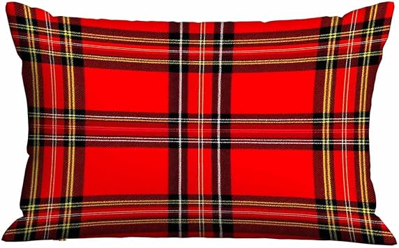 Mugod Rectangle Pillowcase Red Traditional Scottish Plaid Tartan,Standard Throw Cushion Cover for Bed Couch Sofa Office Decor 20x30 Inches