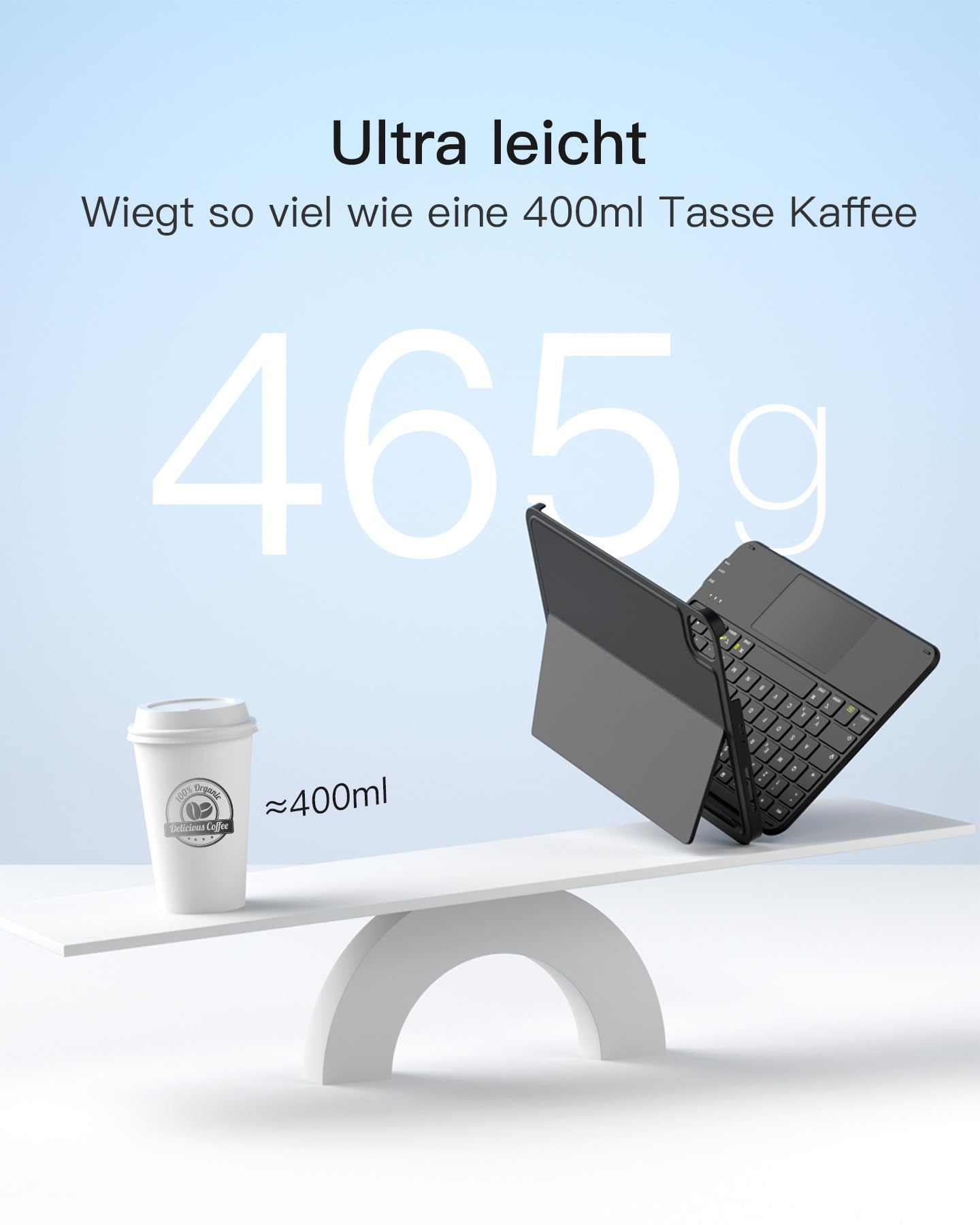 Inateck Hülle mit Tastatur Ultraleichte für iPad 11 (A16 2025)/10 Gen,iPad Air 11" M4/M3/M2 (2026/2025/2024),Air 5/4,Pro 11 4/3/2/1,Abnehmbar,7FarbigerBeleuchtung,Tarckpad,QWERTZ,AceTouch KB04122-RGB
