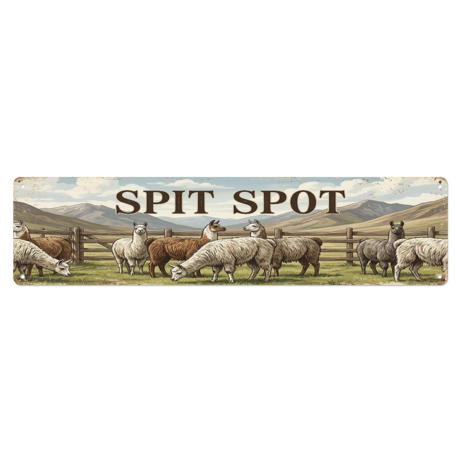 Xanthor Style Metal Tin Sign Vintage Pen Spit Llama Farmhouse Funny Llama Backyard Farm