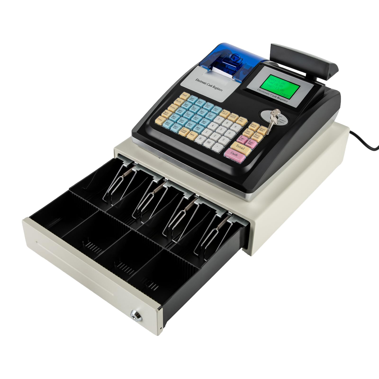 Registrierkasse, Kasse Gastronomie Einzelhandel Kassensystem mit 48 Tasten 40W Elektronische Multiport Geldscheinprüfer Stückzähler für Supermärkte, Großhandelsmärkte, Convenience Stores