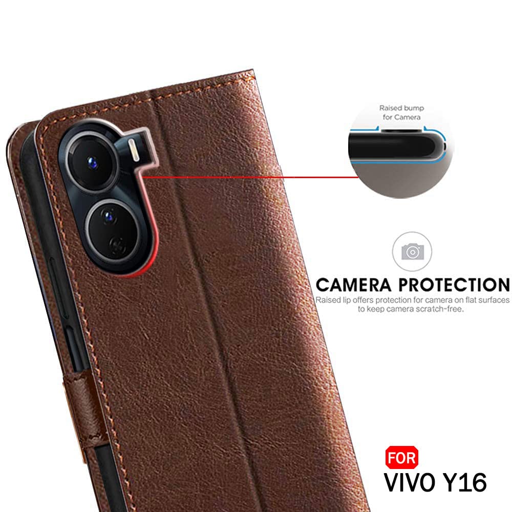 Vivo Y16 Flip Case - Leather Wallet Stand Cover -6