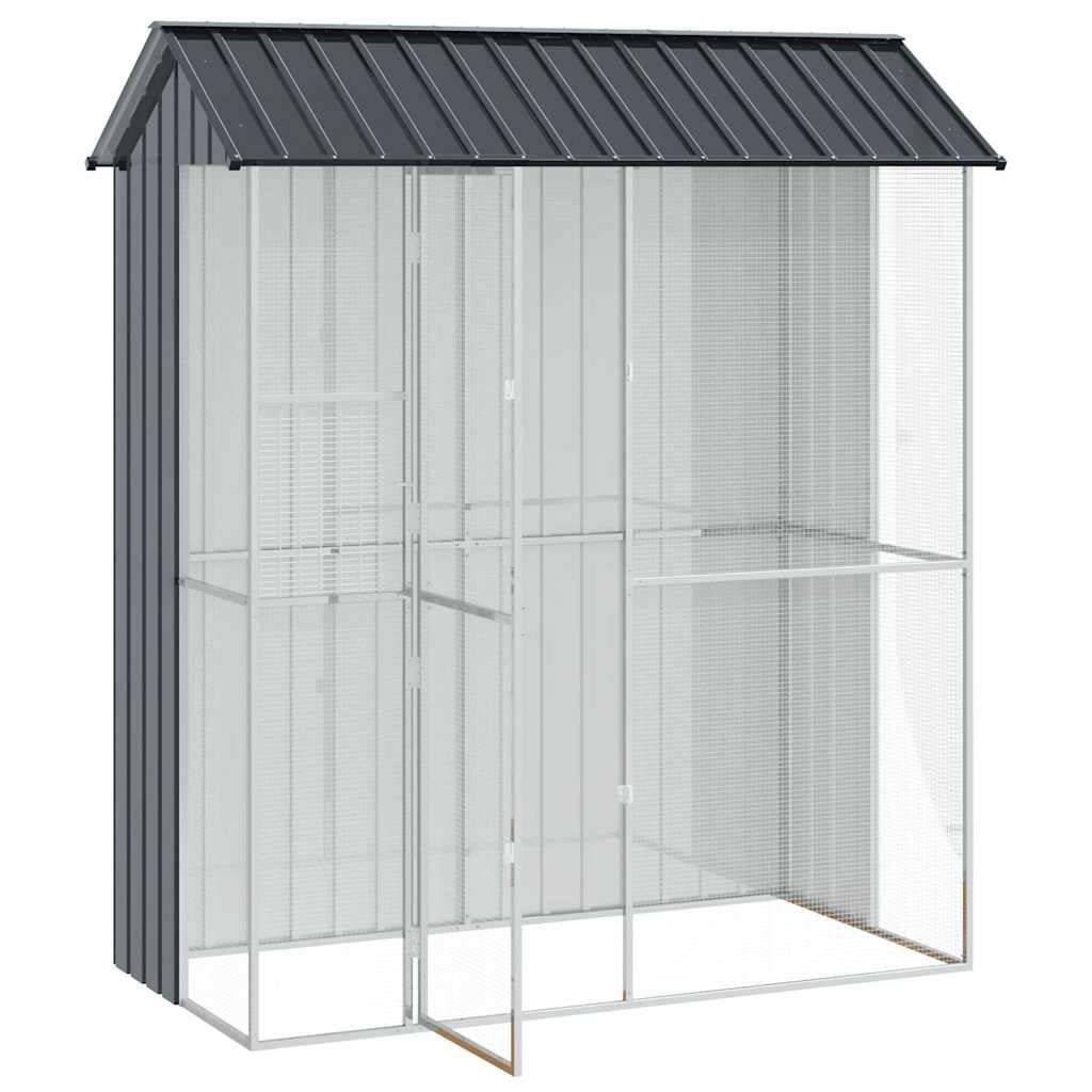 INLIFE Vogelkäfig Anthrazit 215 x 110 x 247 cm Verzinkter Stahl,Tier- & Haustierbedarf,Haustierbedarf,Vogelbedarf,Vogelkäfige & -ständer,Anthrazit,53.7 KG,3325172