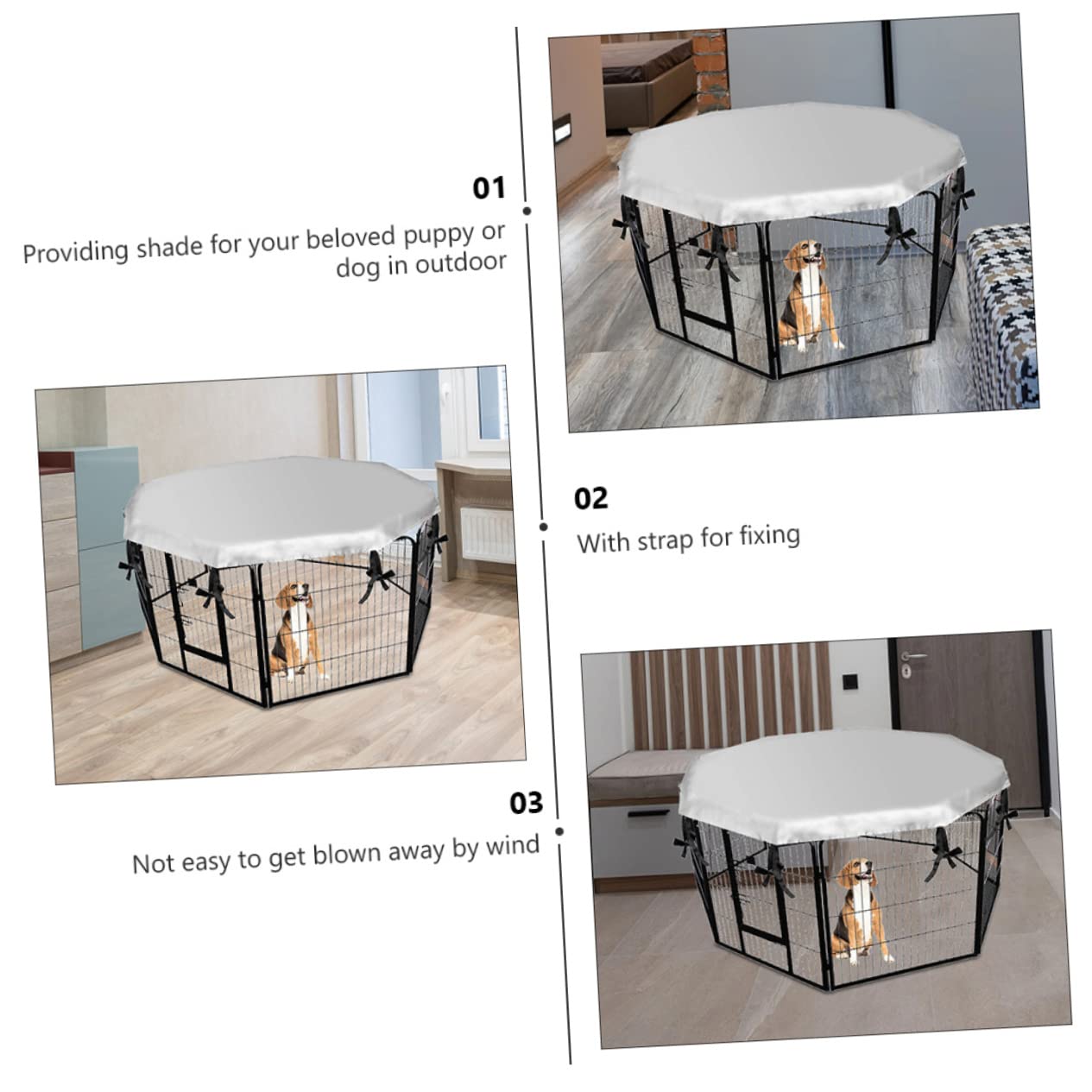 Toddmomy Waterproof Sunshade Cover for Pet Cage 174cm Diameter Light Shield Easy Assembly Rainproof Protector for Cat Dog