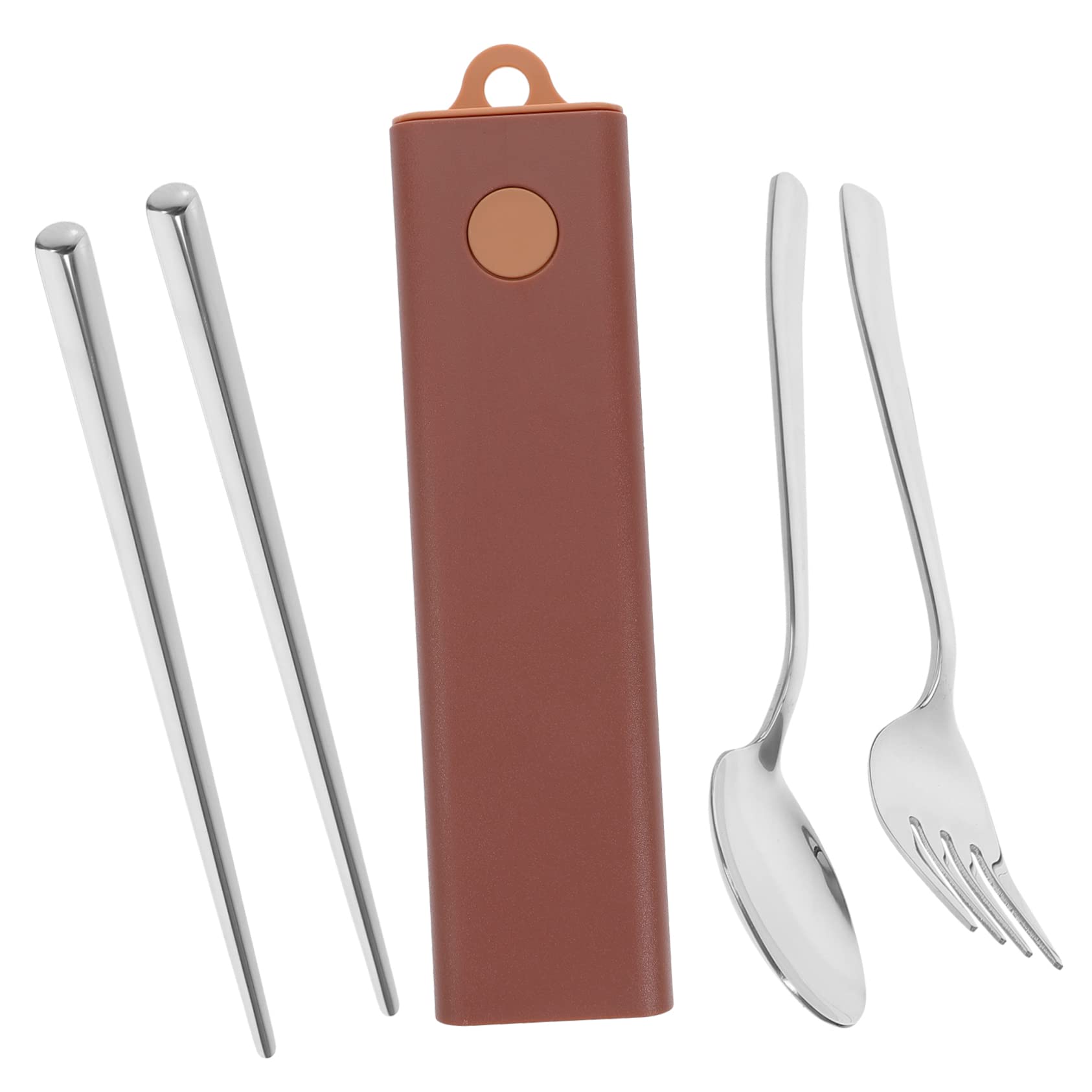 Support de baguettes 2 ensembles fourchette cuillère baguettes couverts de voyage ustensiles de service ensemble de voyage en acier inoxydable ensemble d'ustensiles ensemble d'ustensiles de déjeuner