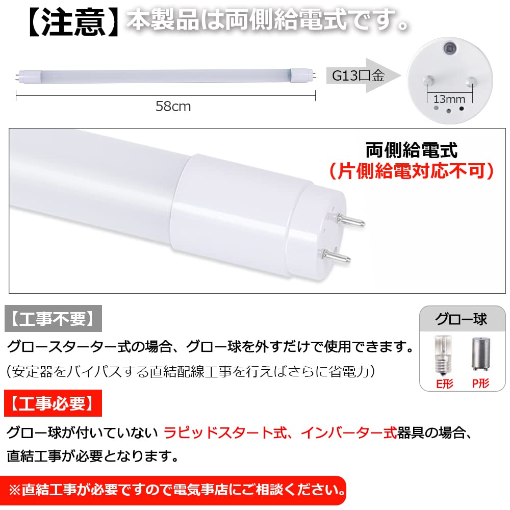 Amazon | FL20形互換ランプ 直管型led蛍光灯20W形 昼白色5000k 大光量