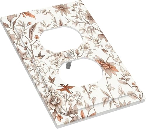 Miniatura 3 de Cubiertas Decorativas para Tomacorrientes Boho Floral Beige Flor y Hoja Botánico 1 Gang Interruptor de Luz Dúplex Placa Cubierta Placas de Boho
