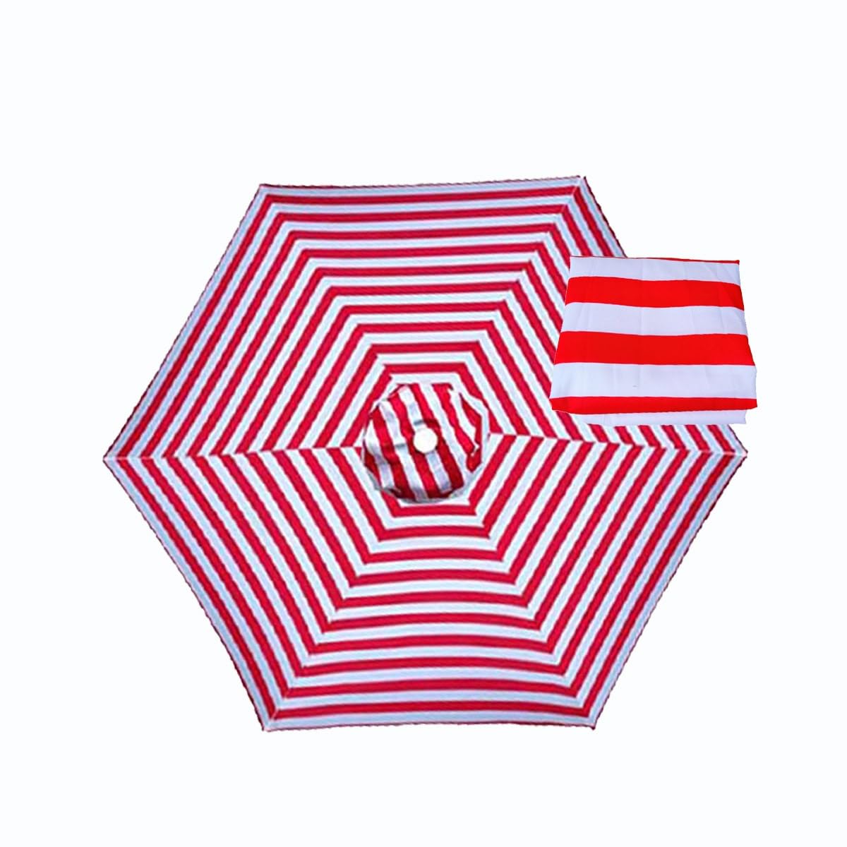 BEEGMA Sun Umbrella Replacement Cloth 6 Arms/8 Arms Replacement Parasol Canopy Cover 2.0m 2.30m 2.50m 2.70m 3.0m Outdoor Patio Garden Umbrella Canopy (Color : Red bar, Size : 3.0m/10FT-6Ribs)