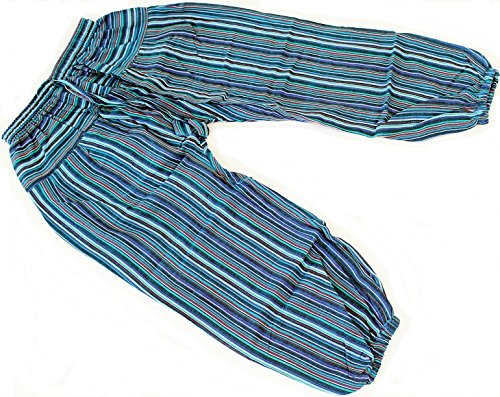 BUDDHA arts&more GESTREIFTE Kinder Haremshose Aladinhose Pluderhose (Blau) Cover