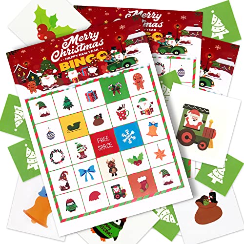Hamdol Christmas Bingo Games Christmas Bingo Cards Board Game For Family Classroom Activities, Winter Party Supplies, Xmas Gifts For Kids Adults Christmas Holiday Party Games For 24 Players #TOP19