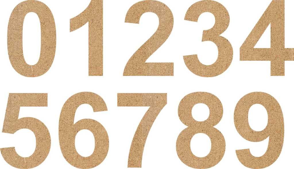 American Elm Wooden Craft Plain Laser Cut Wooden Numbers 0-9 (5 Sets)