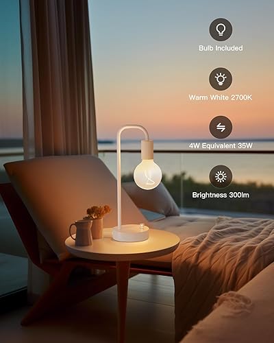 Miniatura 4 de Lámpara de mesa industrial pequeña para dormitorio, totalmente regulable, moderna, con bombilla cálida de 2700 K para lectura de niños, lámparas