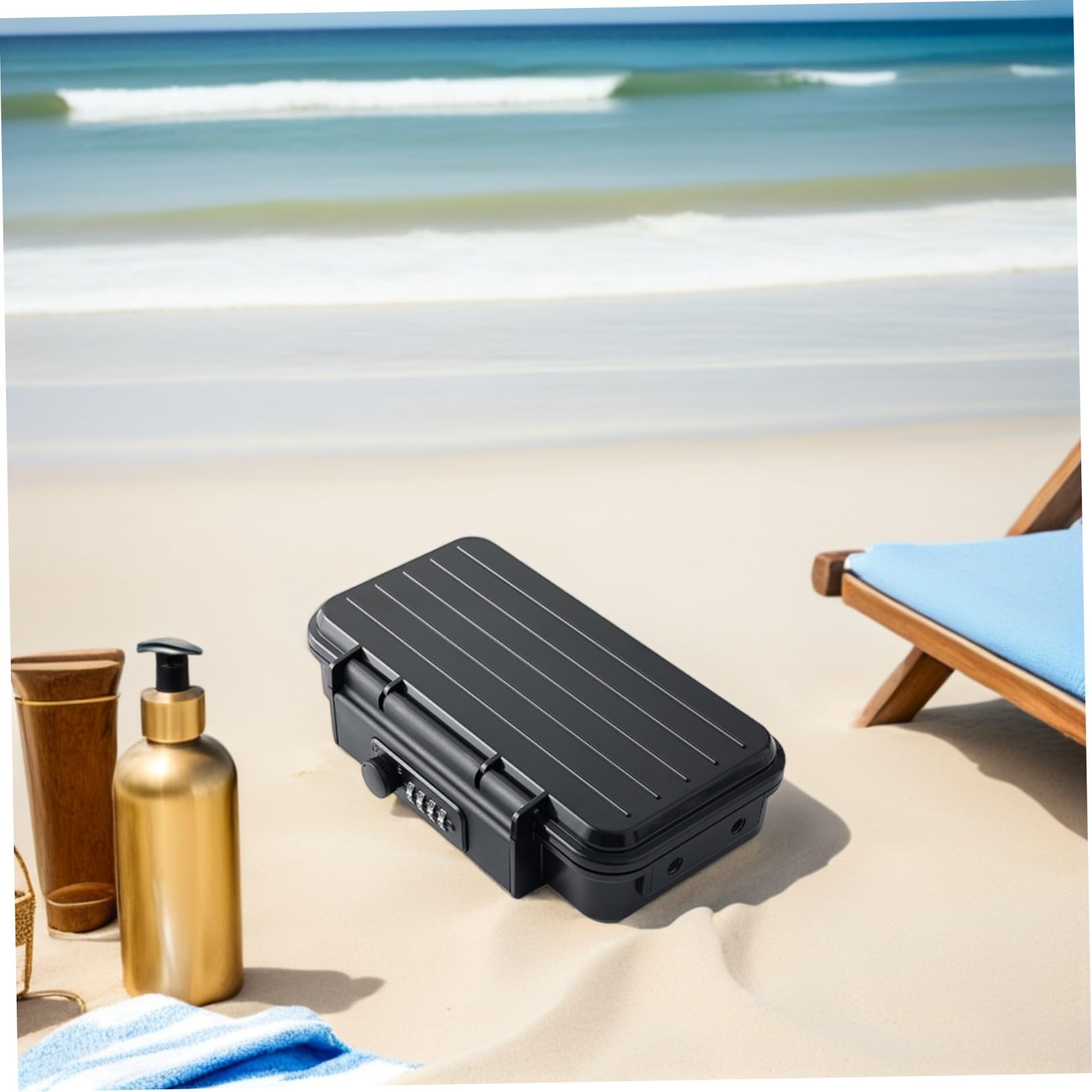 Coffre-fort Portable Noir pour Voyages et Plage Câble Acier Détachable