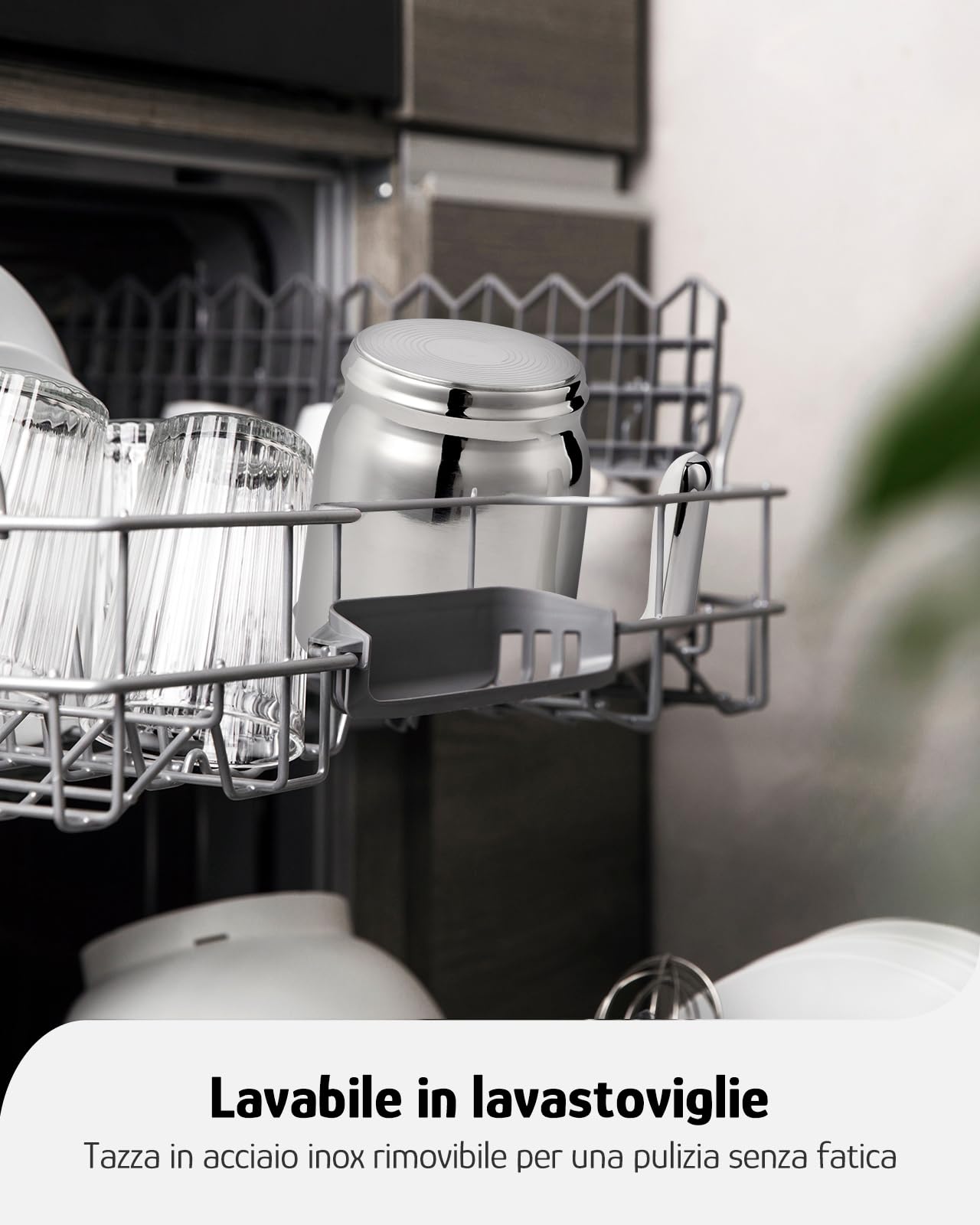 Hazel Quinn Montalatte Elettrico 5 in 1 per Cappuccino, Acciaio Inox 304 e LED Touchscreen, Schiuma Latte Elettrico da 400 ML, Schiumatura a Caldo e a Freddo, Lavabile in Lavastoviglie, Bianco
