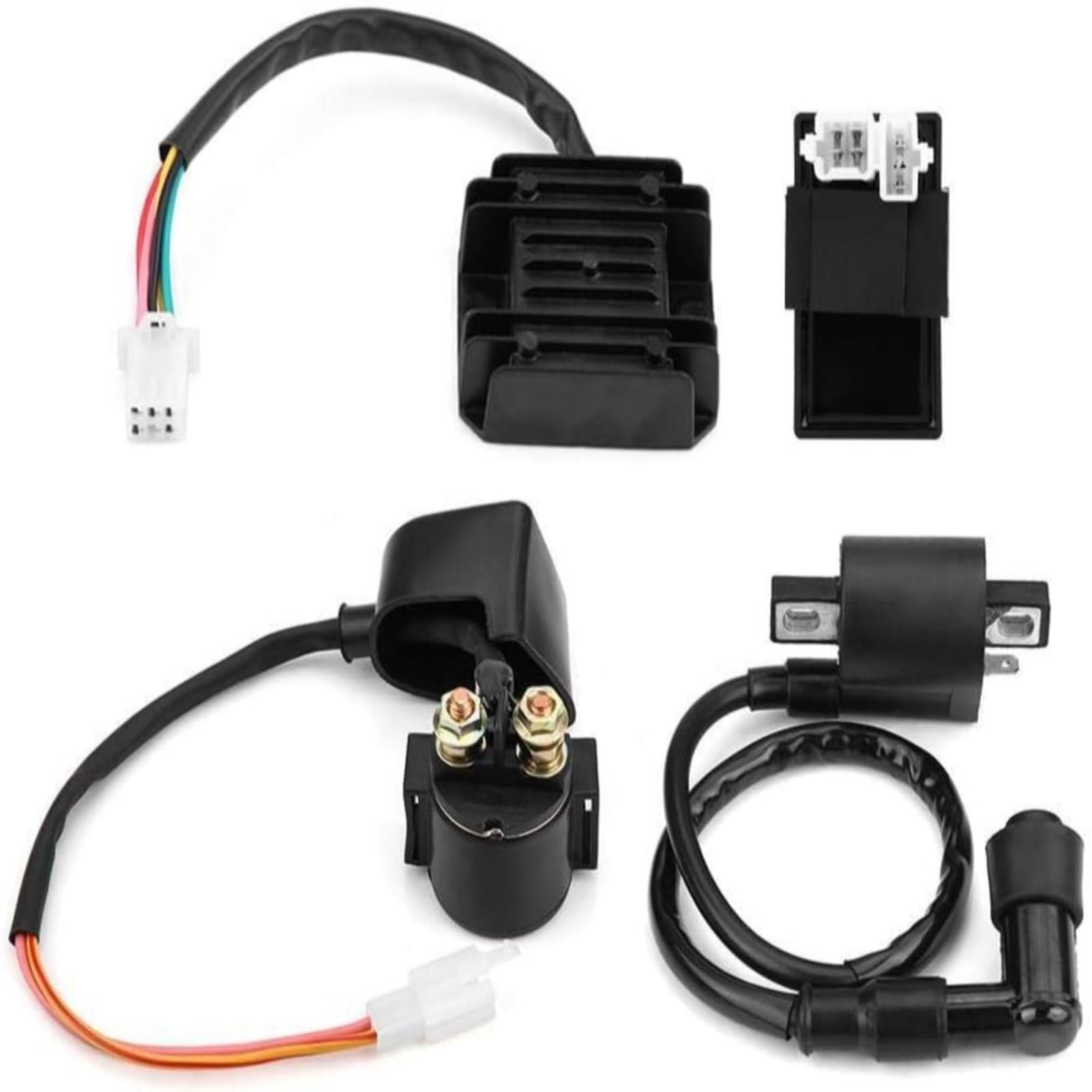 KSTE Regulator And Coil, Coil CDI Unit Rectifier Regulator Solenoid Compatible with 150cc 250cc PIT Quad Dirt Bike ATV Buggy