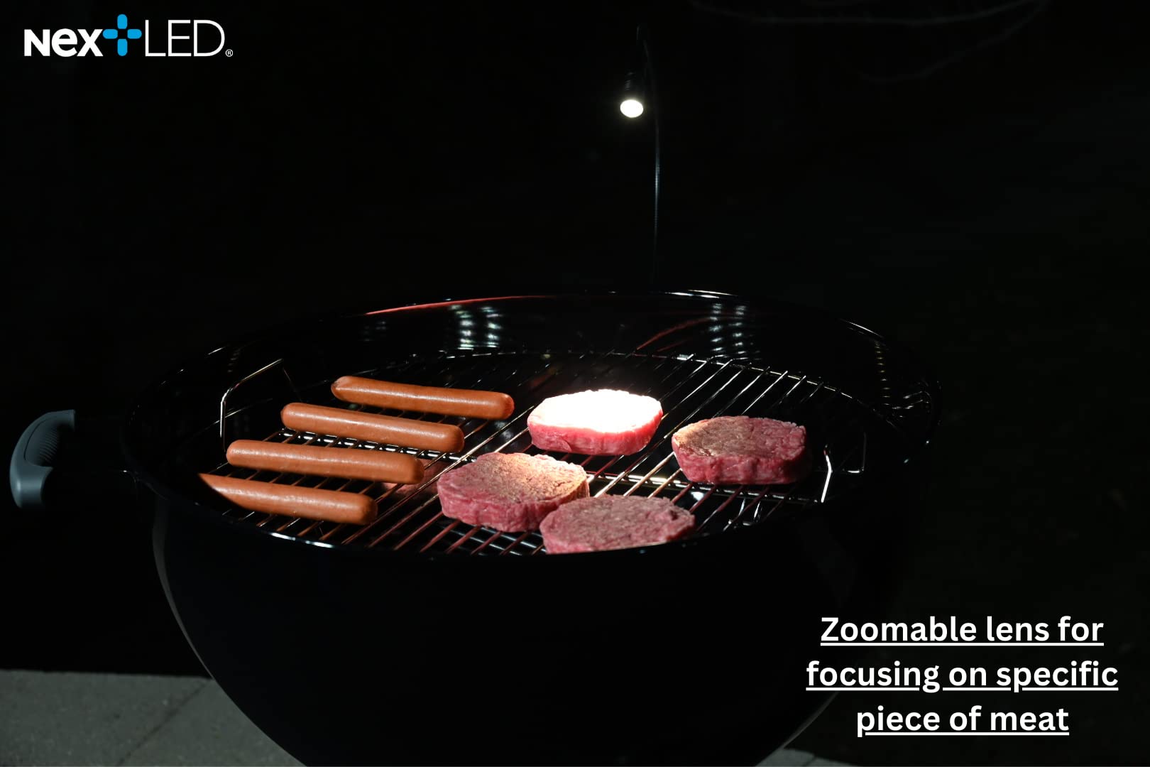 NextLED NT-7647-F Magnetisches Grilllicht für Outdoor-Grill, warme, natürliche Beleuchtung zeigt die wahre Farbe Ihrer Lebensmittel, 45,7 cm flexibler Schwanenhals, hitze- und wetterbeständig, IP-54