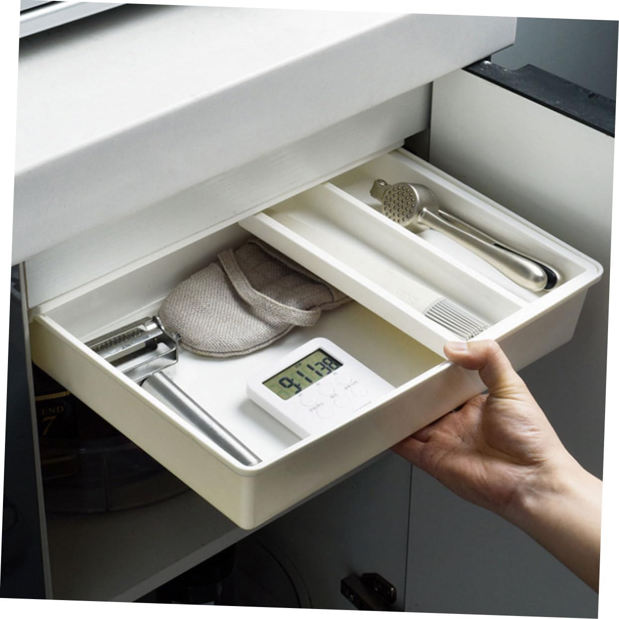 DOITOOL Organizzatore per Plastica Resistente Separatore per Tavolo da Cucina o Ufficio Comodo e Salvaspazio Attacco Sotto la Mensola per Oggetti Vari