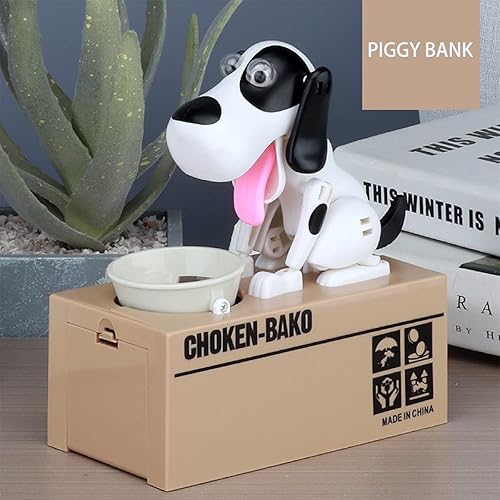 Miniatura 2 de Alcancía para perros por dinero real bonita alcancía para adultos alcancía real pequeña alcancía de robo automático moneda robótica de regalo blanco