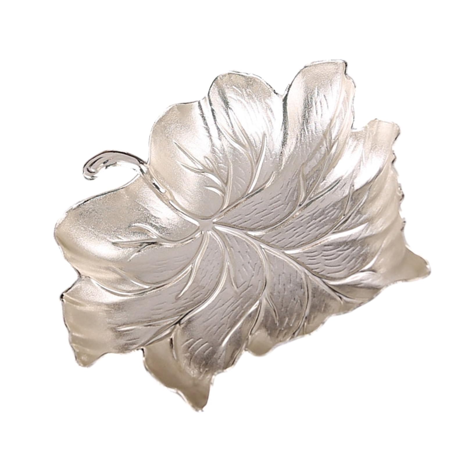 Kaeltsyn Sophisticated Jewelry Organiser with Intricate Leaves Embossing Elegant Tray Small Rings Accessory Holder for Home Use Metal Alloy Jewelry Plate