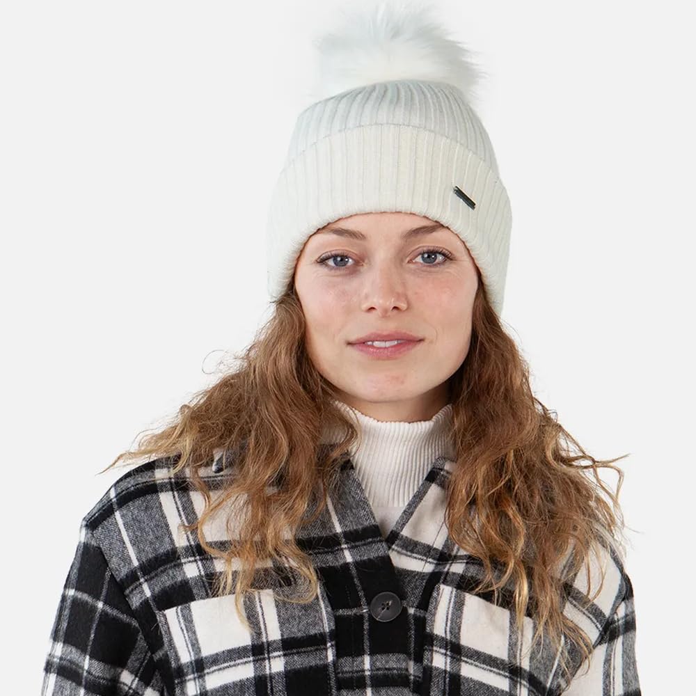 Barts Kenzie Bonnet d'hiver tricoté à Pompon, crème, Taille Unique