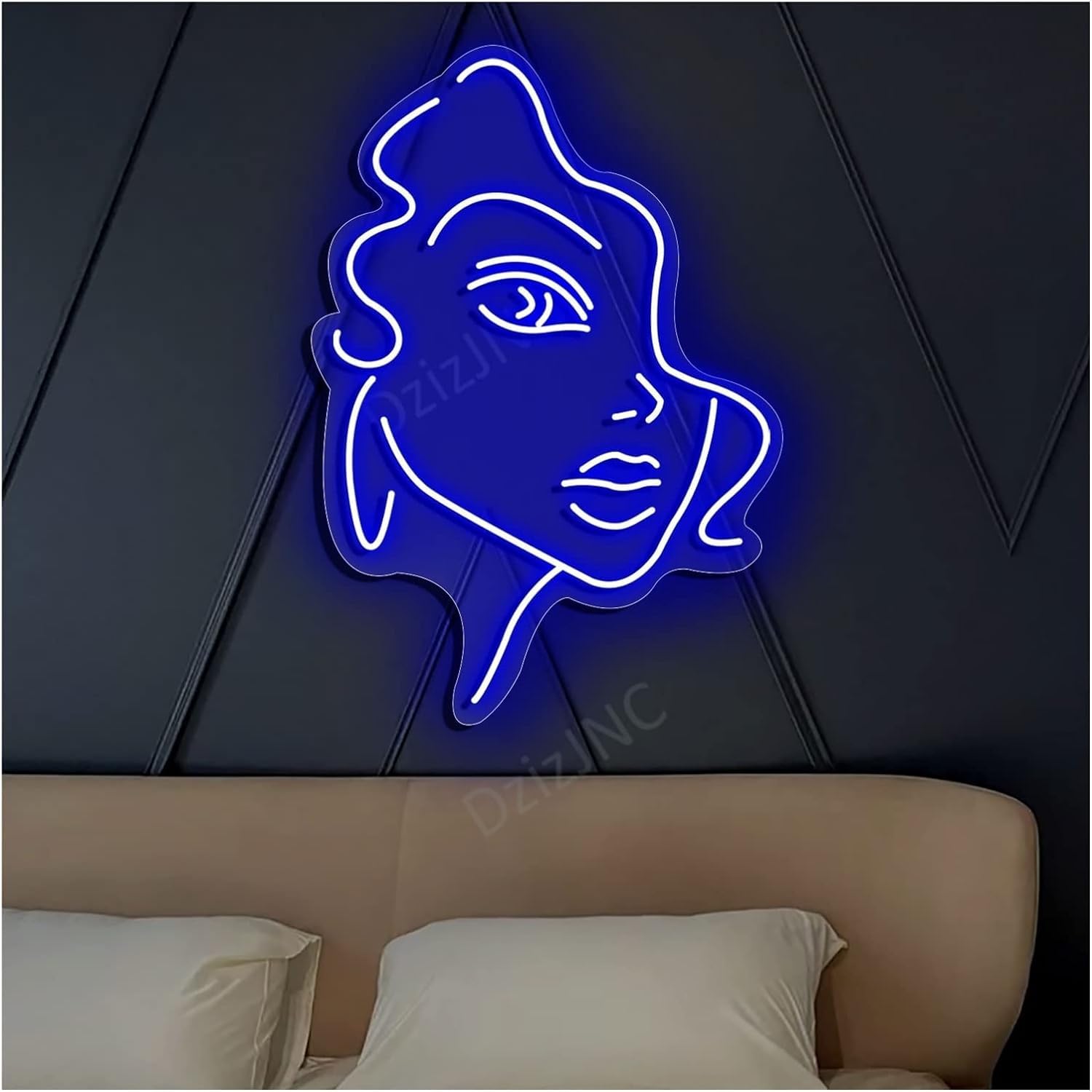 Neon LED znak świetlny neon ludzka twarz, spersonalizowane przyciemniane światła neonowe znaki do pokoju dekoracje ścienne do sypialni prezenty 34x50cm