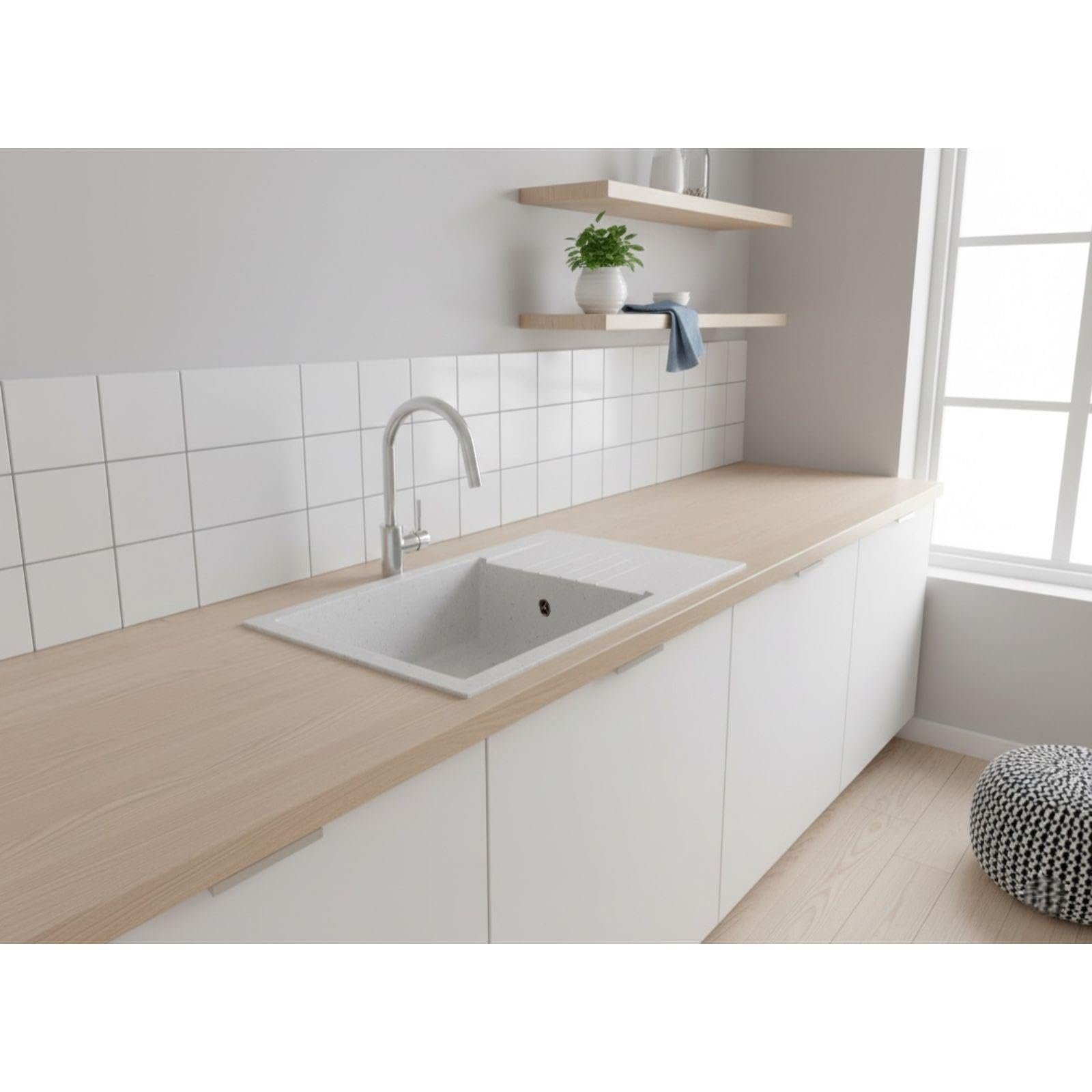 LD65WH Fregadero Blanco 1 Seno con Escurridor Composite BIO