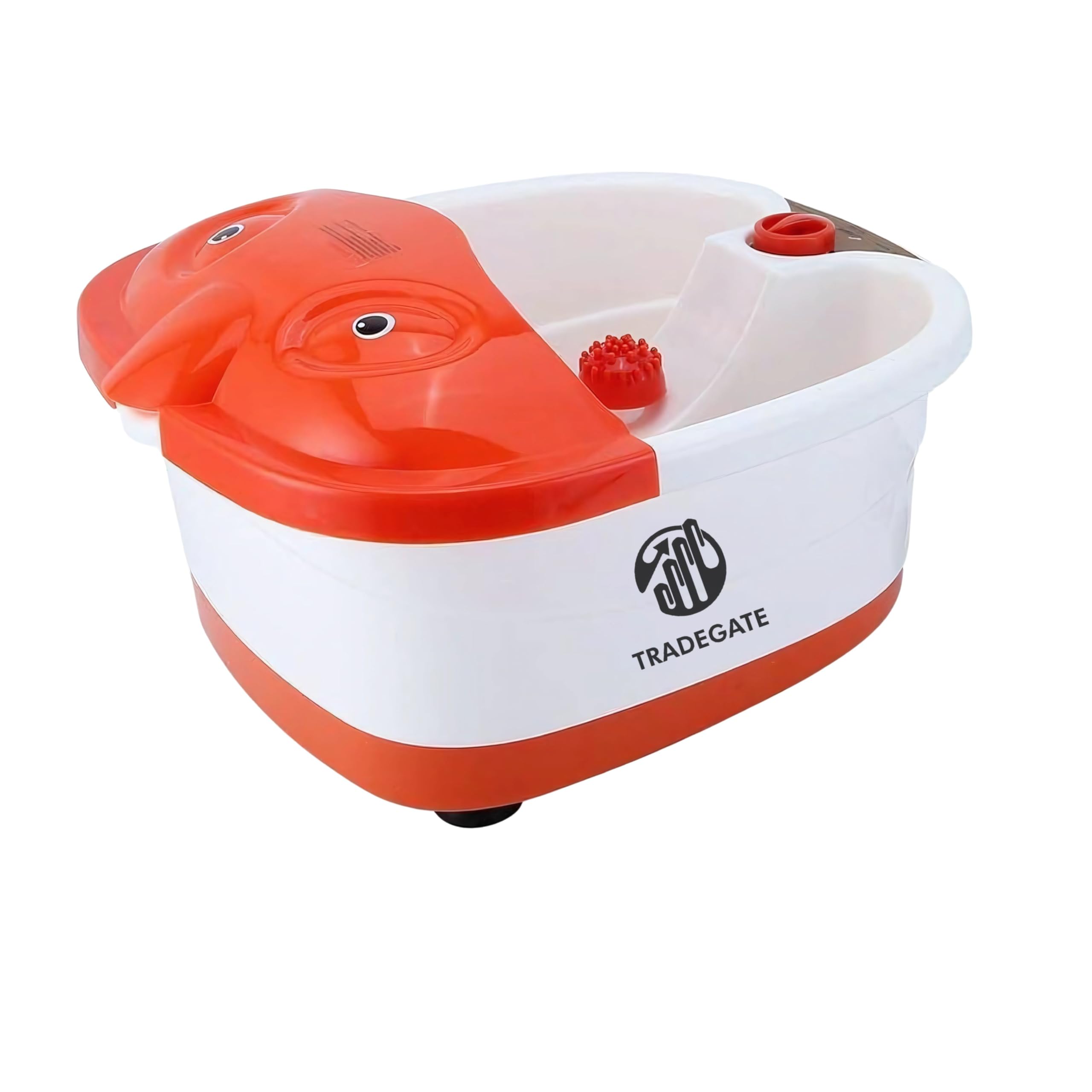 Foot Spa Massager with Heating & Bubbles, Digital Temperature Control, Auto-Rollers, Pedicure Soak Tub for Relaxation & Pain Relief, White & Orange 500W