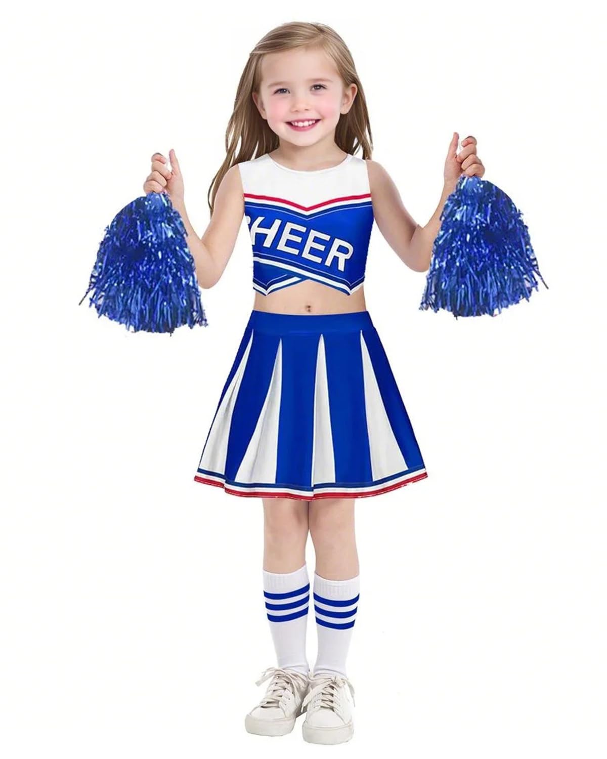 JiAmy Girls' Cheerleading Costumes, Kids Halloween Fancy Dress Up, School Musical Cheer Outfit Cheerleader Outfit 9-10 Years